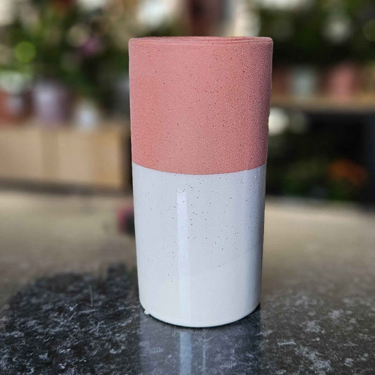 Vase bicolore rouge et blanc texturé