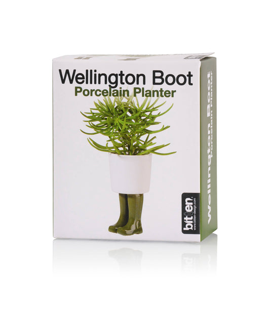 Petite jardinière en botte Wellington verte