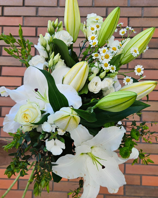 Bouquet de deuil + bulle d'eau aux couleurs de votre choix
