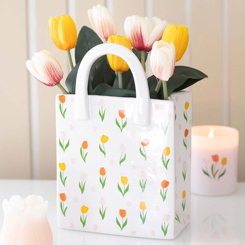 Vase céramique Sac à Main tulipes
